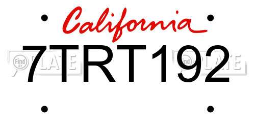 7TRT192 California License Plate