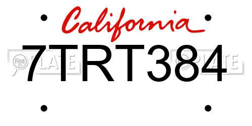 7TRT384 California License Plate
