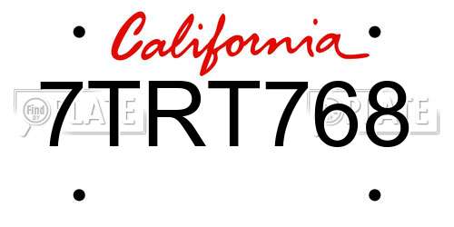 7TRT768 California License Plate
