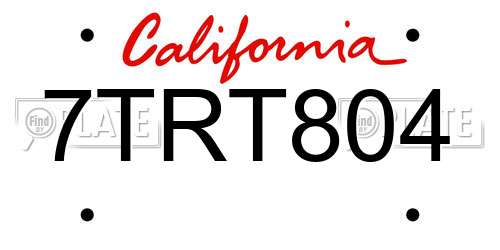 7TRT804 California License Plate