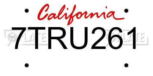 7TRU261 California License Plate
