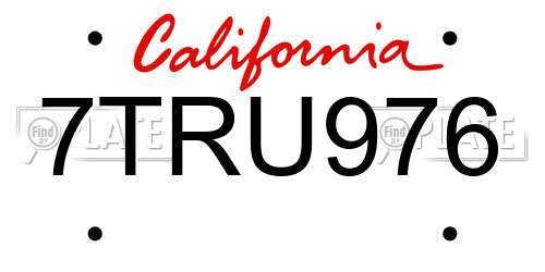 7TRU976 California License Plate