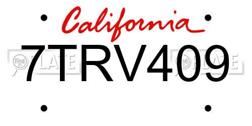 7TRV409 California License Plate