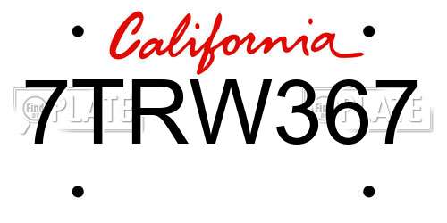 7TRW367 California License Plate