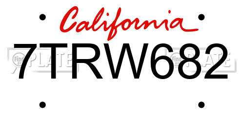 7TRW682 California License Plate