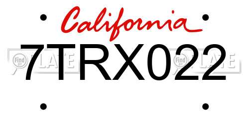 7TRX022 California License Plate