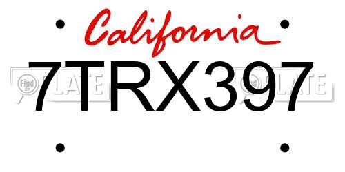 7TRX397 California License Plate