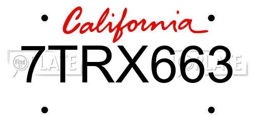 7TRX663 California License Plate
