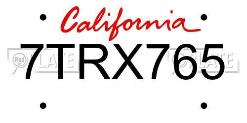 7TRX765 California License Plate