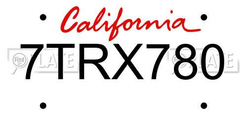 7TRX780 California License Plate