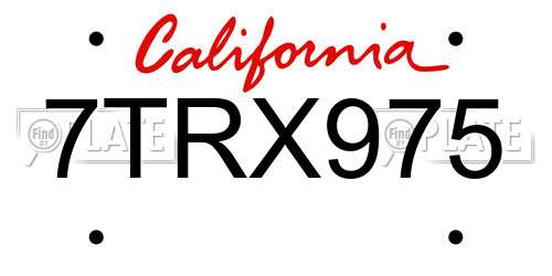 7TRX975 California License Plate