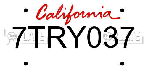 7TRY037 California License Plate