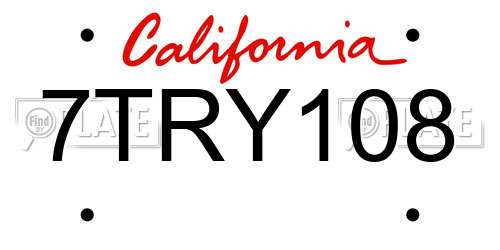 7TRY108 California License Plate