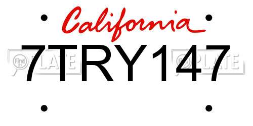 7TRY147 California License Plate