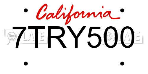 7TRY500 California License Plate