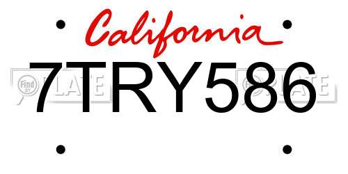 7TRY586 California License Plate