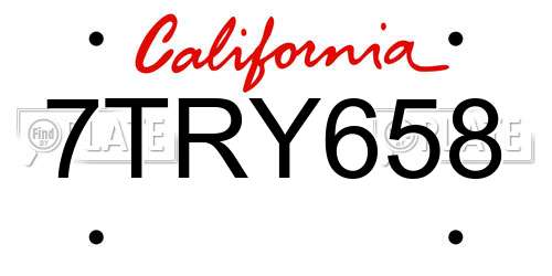 7TRY658 California License Plate