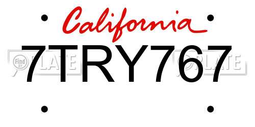 7TRY767 California License Plate