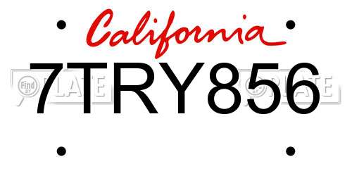 7TRY856 California License Plate