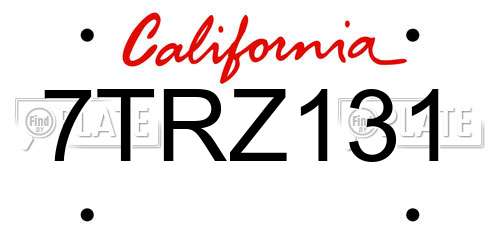 7TRZ131 California License Plate
