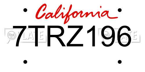 7TRZ196 California License Plate