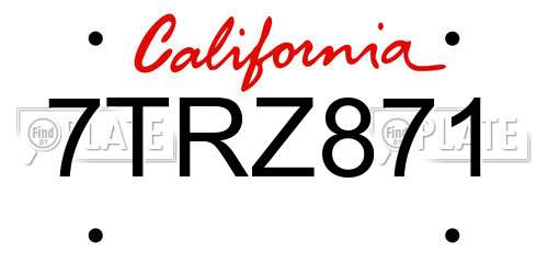 7TRZ871 California License Plate