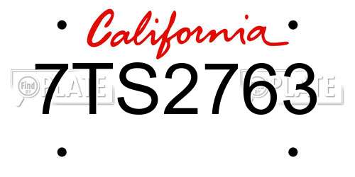 7TS2763 California License Plate
