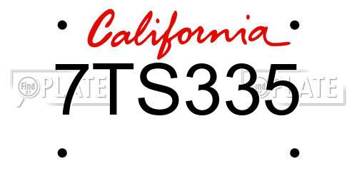 7TS335 California License Plate