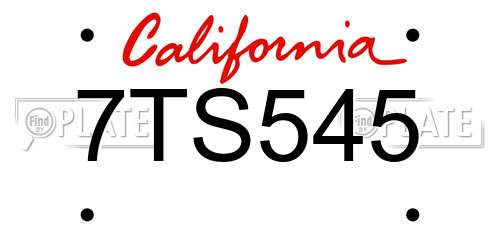 7TS545 California License Plate