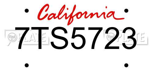 7TS5723 California License Plate