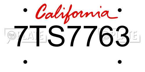 7TS7763 California License Plate