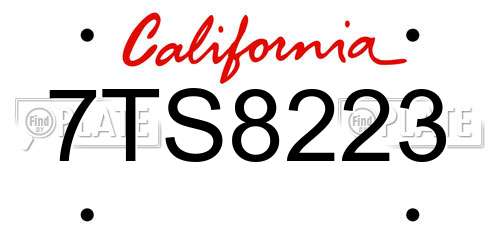 7TS8223 California License Plate