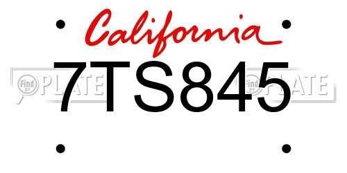 7TS845 California License Plate