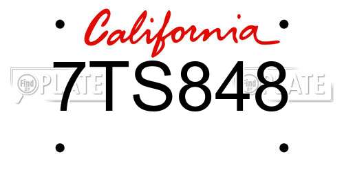7TS848 California License Plate