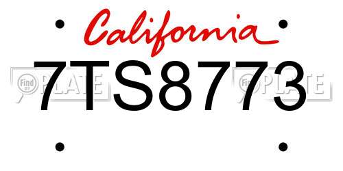 7TS8773 California License Plate