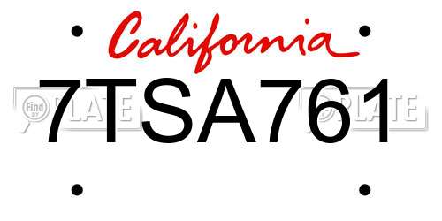 7TSA761 California License Plate