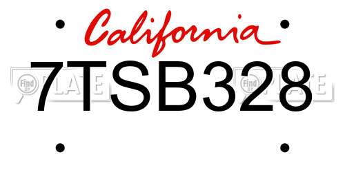 7TSB328 California License Plate