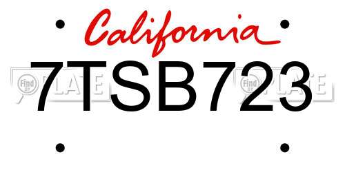 7TSB723 California License Plate