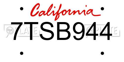 7TSB944 California License Plate