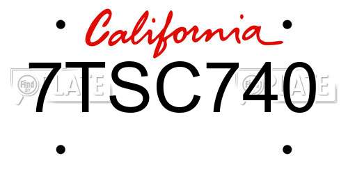 7TSC740 California License Plate