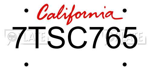 7TSC765 California License Plate