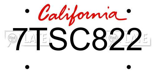 7TSC822 California License Plate