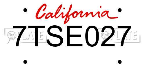 7TSE027 California License Plate