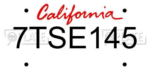 7TSE145 California License Plate