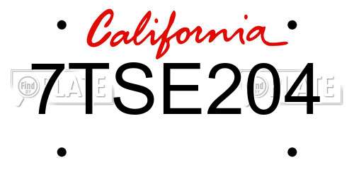 7TSE204 California License Plate