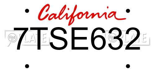 7TSE632 California License Plate