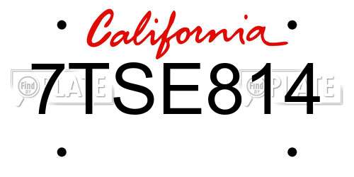 7TSE814 California License Plate