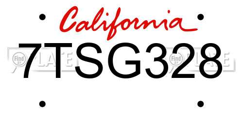 7TSG328 California License Plate