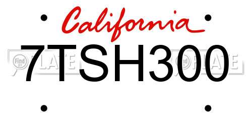 7TSH300 California License Plate