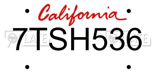 7TSH536 California License Plate